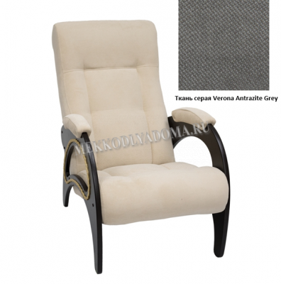 Кресло для отдыха Модель 41 с лозой (ВенгеТкань серая Verona Antrazite Grey)