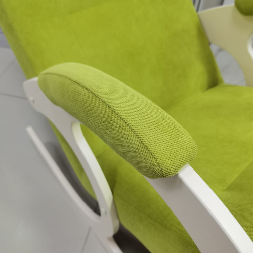 Кресло-качалка Неаполь Модель 3 (дуб шампань-эмаль/Ткань Зеленый Apple Green)