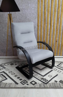 Кресло для отдыха Неаполь Модель 4 (Венге текстура/Ткань серый Velutto 52)